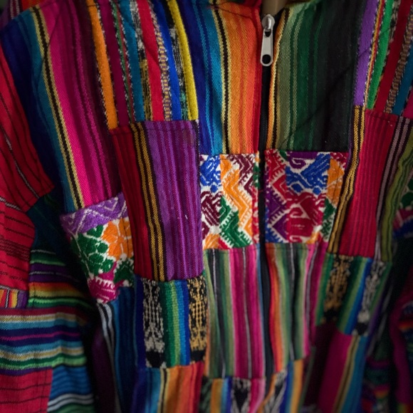 Vintage Guatemala Handmade Patchwork Bomber Jacket 100% Cotton Approx Large/XL - Picture 2 of 5